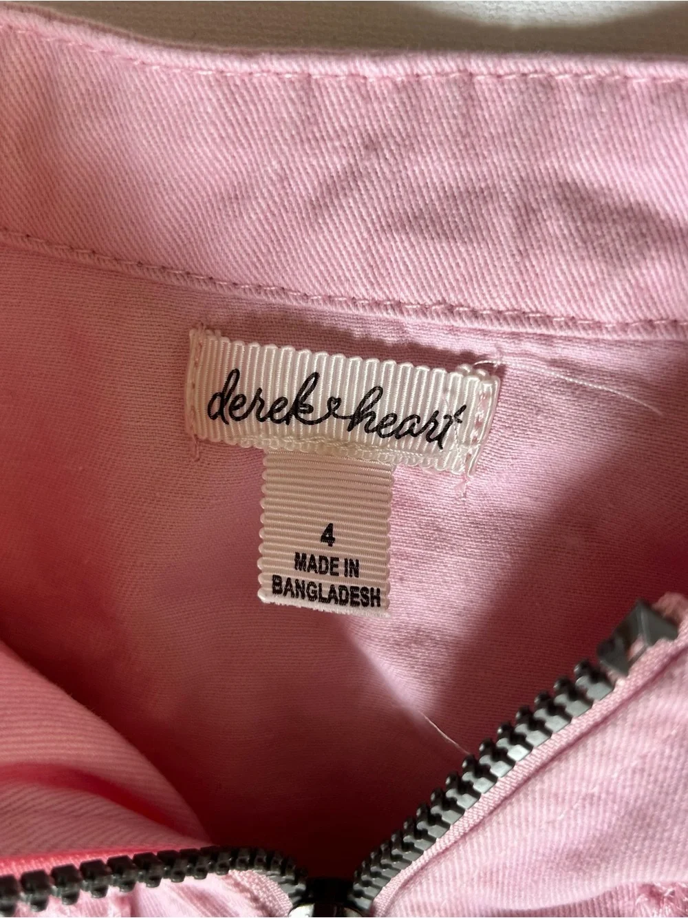 Derek Heart Light Pink Eyelet Sleeve Zip Jacket